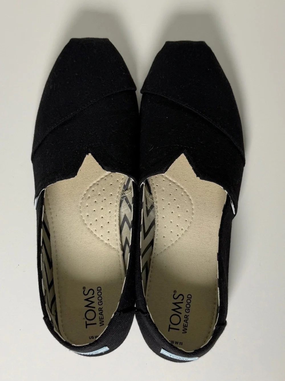 TOMS Women's Size 11 Alpargata Slip-On Flats in All Black Heritage Canvas, Vegan